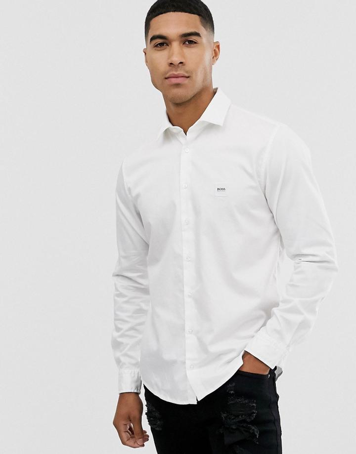 Boss Mypop Slim Fit Poplin Shirt In White - White