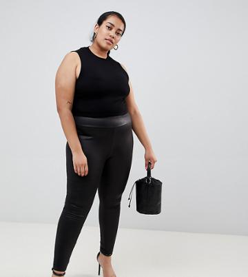 River Island Plus Leather Look Leggings - Black