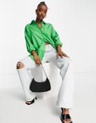 Missguided Extreme Oversized Nylon Shirt In Bright Green