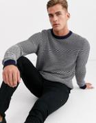 Selected Homme Crew Neck Textured Knitted Sweater In Navy