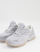 Mango Chunky Sneakers In White With Neutral Panels