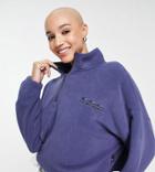 Quiksilver Logo 1/4 Zip Cropped Fleece In Navy Exclusive At Asos