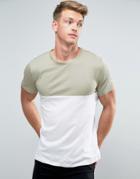 New Look Color Block T-shirt In Light Green - Green