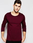 Asos Long Sleeve T-shirt With Crew Neck In Oxblood - Oxblood