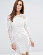 Forever Unique Block Lace Mini Bodycon Dress - White