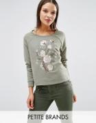 New Look Petite Embroidered Sweatshirt Sweater - Green
