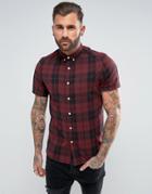 Asos Stretch Slim Poplin Check Shirt In Red - Red