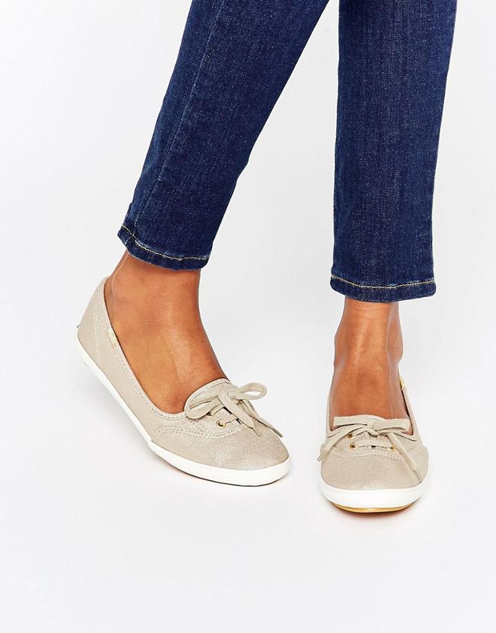 Keds Metallic Canvas Teacup Sneaker - Gold