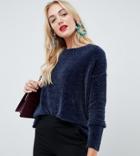 Vero Moda Tall Chenille Knitted Sweater - Navy