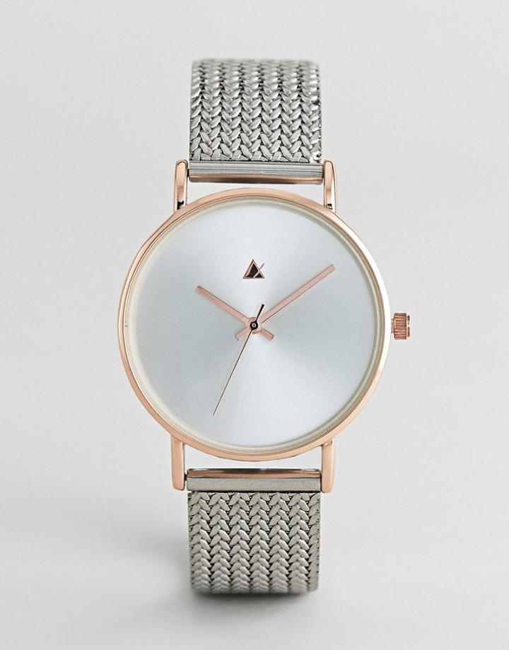 Asos Design Premium Rose Gold And Silver Mesh Watch - Multi