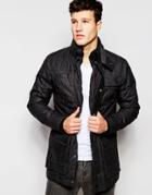 Threadbare Long Wax Coated Jacket - Black