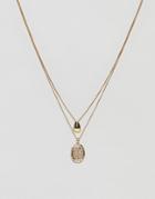 Asos Fluid Shape And Coin Multirow Necklace - Gold