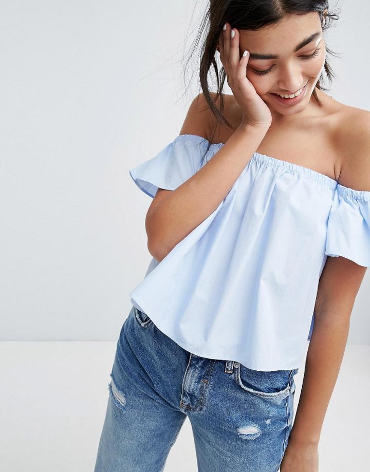 Bershka Off The Shoulder Top - Blue