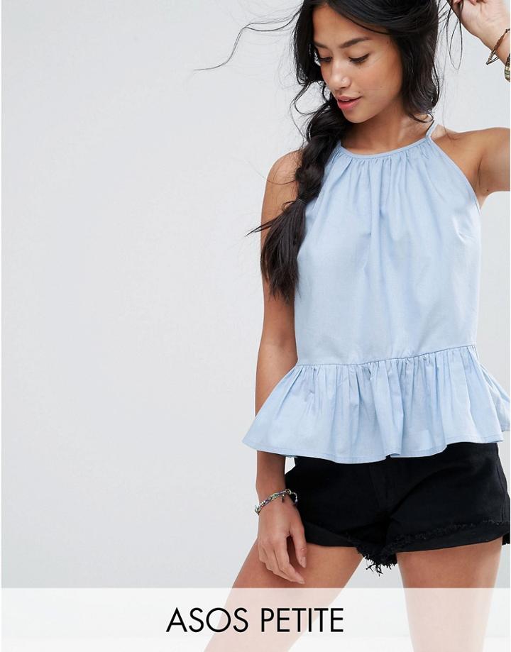 Asos Petite Trapeze Sun Top In Cotton - Blue