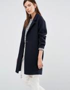 Selected Misto Ovoid Coat In Jersey Mix - Navy