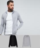 Asos Muscle Zip Up Hoodie 2 Pack Black/gray Save - Multi