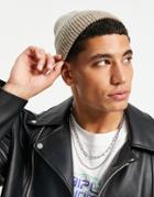Asos Design Wool Fisherman Beanie With Waffle Knit Detail In Oatmeal-neutral