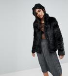 Vero Moda Tall Short Faux Fur Jacket - Black