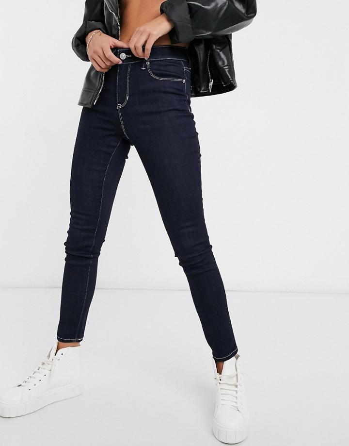 Dkny High Rise Skinny Jeans In Dark Indigo-blue