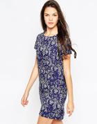 Ax Paris Shift Dress With Slight Dip Back - Blue