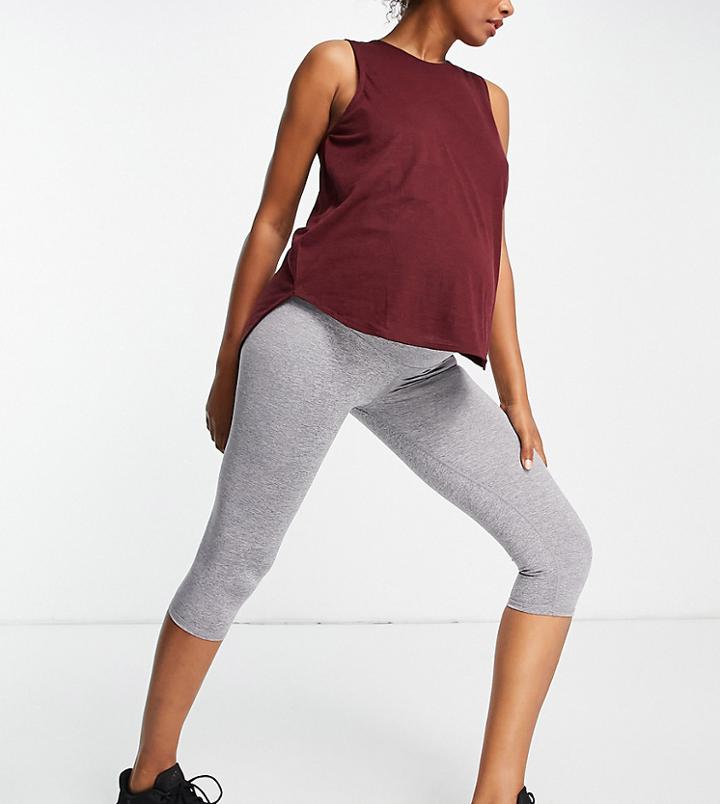 Cotton: On Maternity Crop Activewear Leggings In Gray-grey