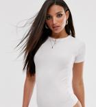 Asos Design Tall Skinny Fit T-shirt Body In Rib In White - White