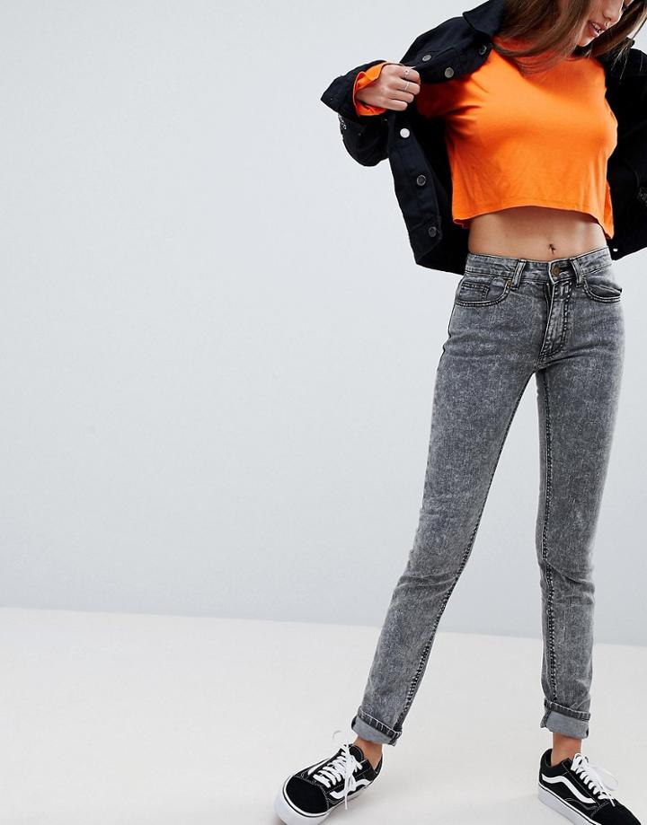 Criminal Damage Acid Wash Skinny Jeans - Gray