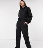 Asos Design Tall Tracksuit Hoodie / Straight Leg Sweatpants With Pintucks In Black