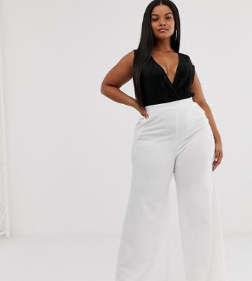 Koco & K Plus Wide Leg Pants In Ivory - White