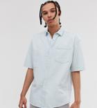 Collusion Tall Bleach Wash Denim Shirt - Blue