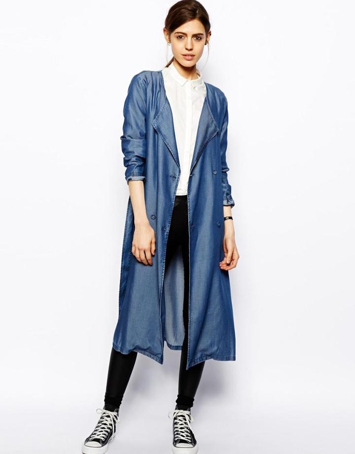 Asos Soft Chuck-on Trench In Tencel Denim