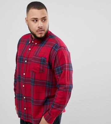 Badrhino Big Long Sleeve Brushed Check Shirt In Red - Red