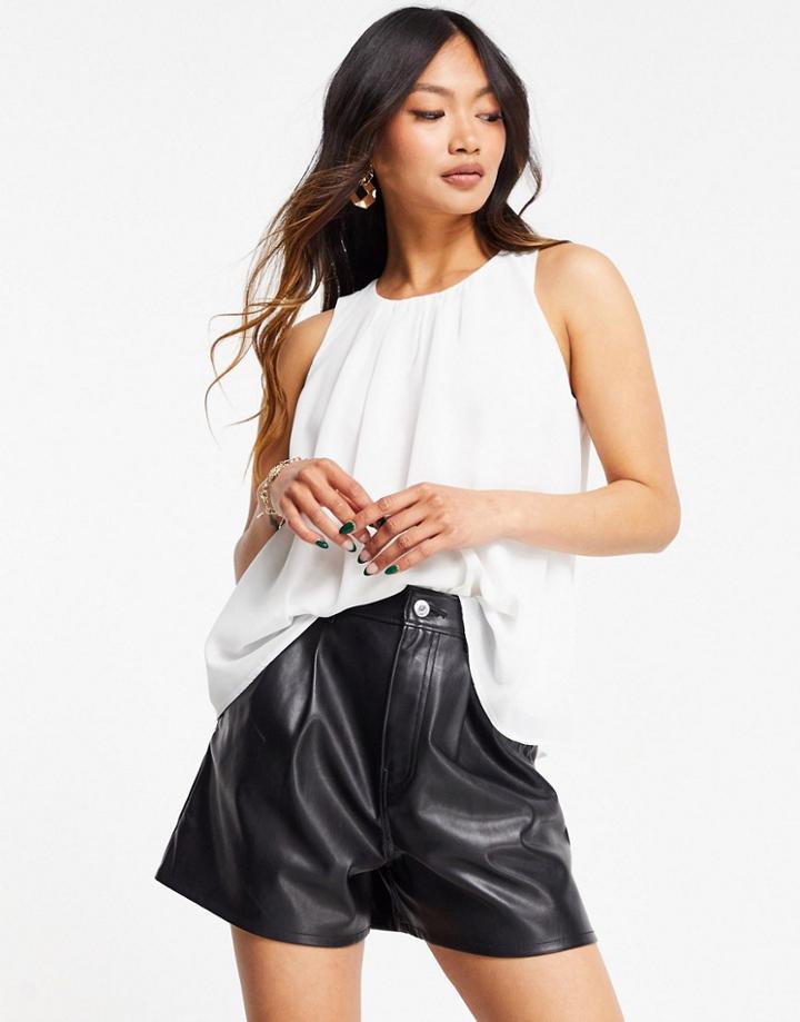 Asos Design Swing Tank In Chiffon In Cream-white