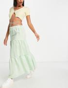 Asos Design Tiered Maxi Skirt In Mint-green