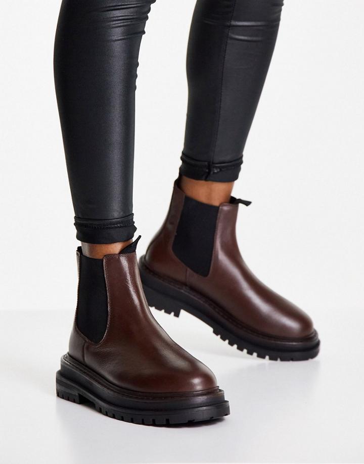 Asos Design Appreciate Leather Chelsea Boots In Brown
