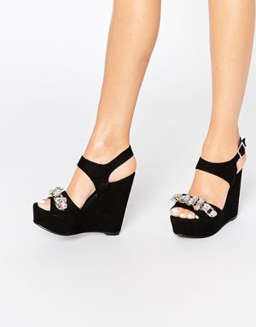 Dolcis Marley Jeweller Wedge Heeled Sandals - Black Mf