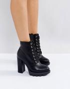 Truffle Collection Lace Up Platform Boots - Black