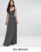 Y.a.s Tall Sea Ruffle Waist Maxi Dress With Thigh Split - Navy