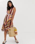 Qed London Frill Hem Midi Wrap Dress - Multi