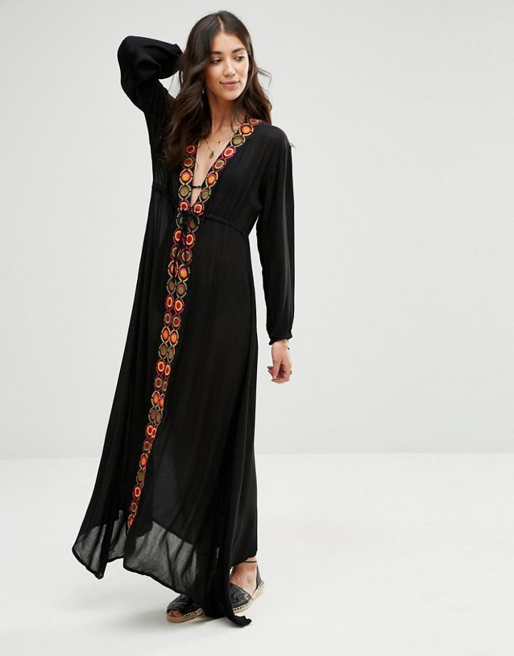 Raga Drift Away Embroidered Dress In Black - Black