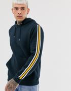 Asos Design Hoodie With Knitted Side Stripe In Navy - Navy