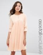 Asos Tall Pleated Swing Dress - Nude