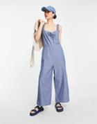 Vero Moda Organic Cotton Blend Chambray Jumpsuit In Blue-blues