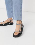 Asos Design Firecracker Rhinestone Chunky Sandal In Black