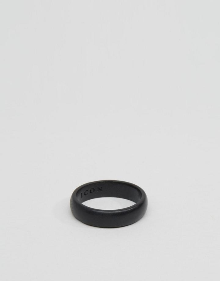 Icon Brand Band Ring In Black - Black