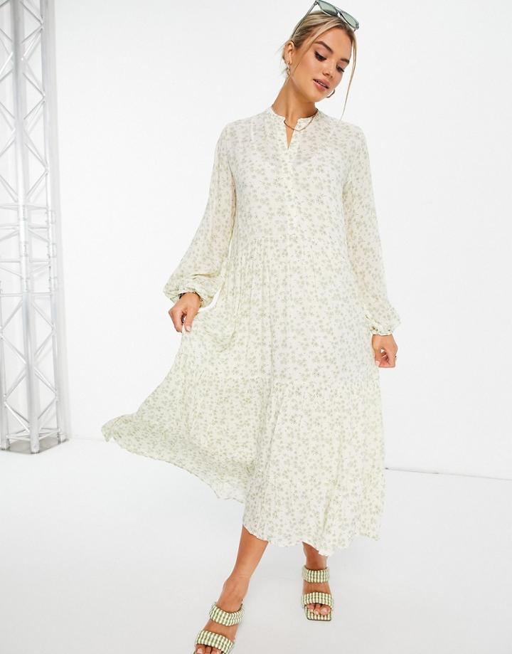 Envii Aster Long Sleeve Midi Dress In Bryony Bloom-yellow