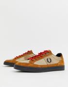 Fred Perry Deuce Hike Poly Sude Mix Sneakers In Ginger - Tan