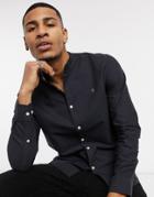 Farah Brewer Slim Fit Collarless Shirt In Navy