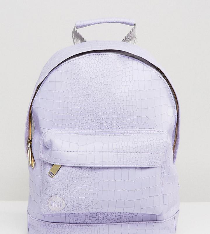 Mi-pac Exclusive Faux Croc Mini Backpack In Lilac - Purple