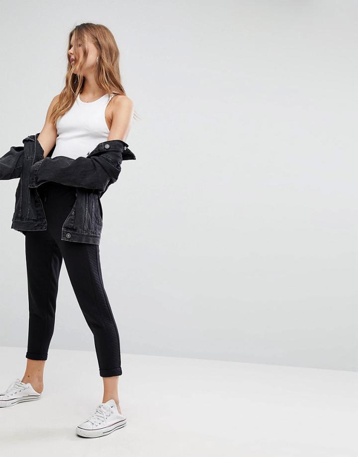 Bershka Quilt Side Stripe Jogger - Black